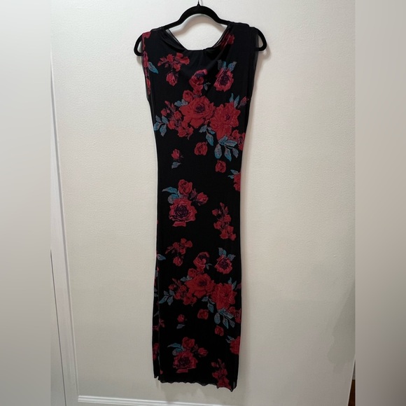 Free People Black and Red Floral Maxi Dress Size M - Picture 3 of 4